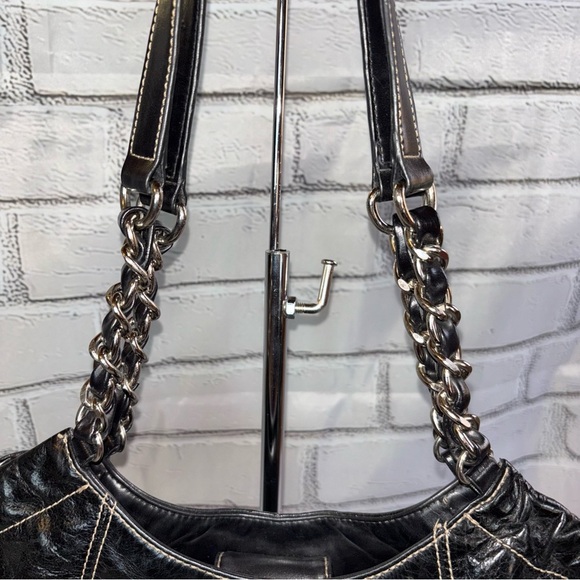 AK Anne Klein Women’s Black Distressed Leather Shoulder Bag - Picture 3 of 9